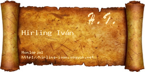 Hirling Iván névjegykártya